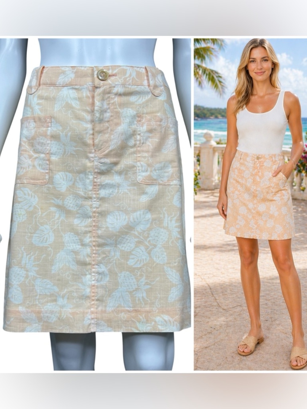 Brooks Brothers Reyn Spooner Hawaiian Floral Skirt Size 6 Ramie Linen Blend